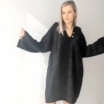 čierne pletené šaty oversize strih