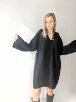 čierne pletené šaty oversize strih