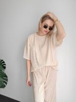 Plisovaný komplet Nina béžový – Obrázok 6