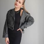 koženková bunda, antracitová, sivá, spraný efekt