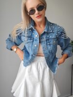 Denim bunda s perlami – Obrázok 7