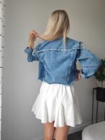 Denim bunda s perlami – Obrázok 4