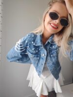 Denim bunda s perlami – Obrázok 6
