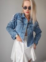 Denim bunda s perlami – Obrázok 2