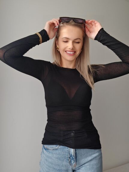 kašmírový top čierny