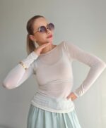 Top s podielom kašmíru - smotanová – Obrázok 6