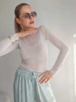 Top s podielom kašmíru - smotanová – Obrázok 9